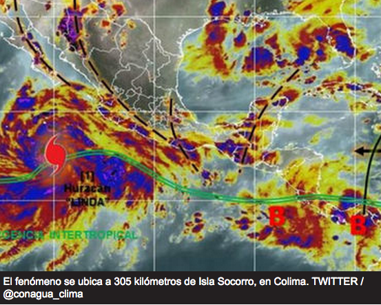 Linda ahora como huracán categoría 1 se formó al sur de las costas de Baja California Sur