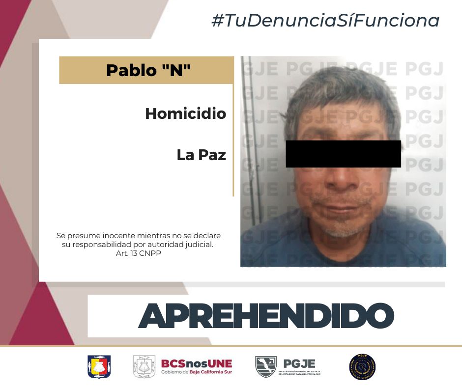 Aprenden a Pablo “N” acusado como autor directo de homicidio en La Paz